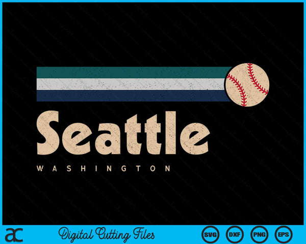 Seattle Baseball City Washington Retro Seattle SVG PNG Digital Cutting Files