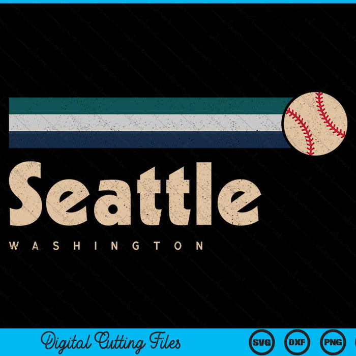 Seattle Baseball City Washington Retro Seattle SVG PNG Digital Cutting Files
