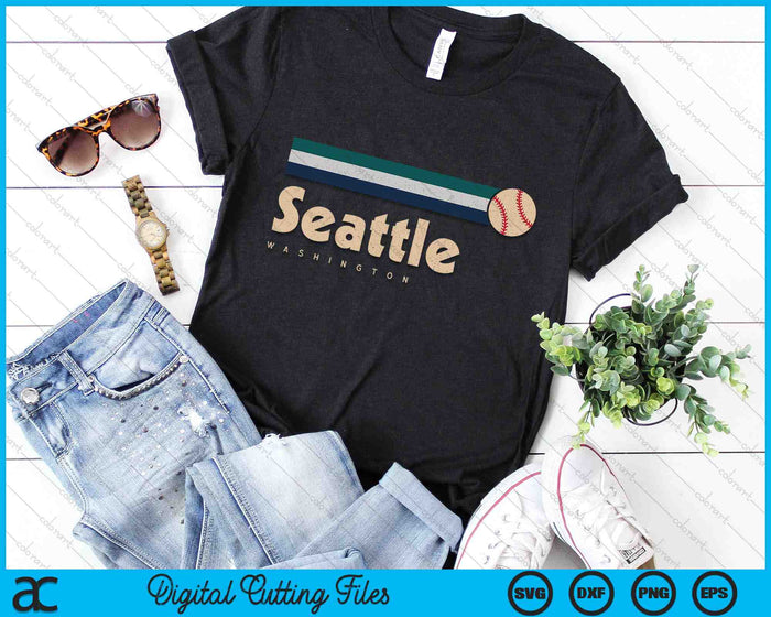 Seattle Baseball City Washington Retro Seattle SVG PNG Digital Cutting Files