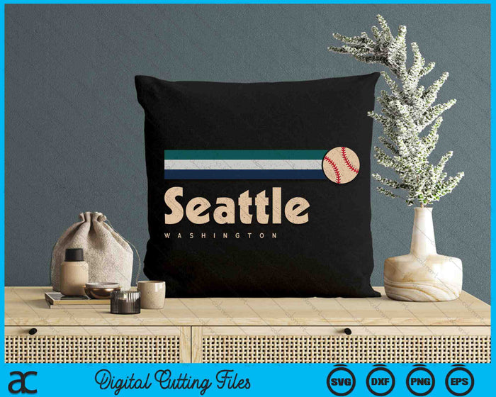 Seattle Baseball City Washington Retro Seattle SVG PNG Digital Cutting Files