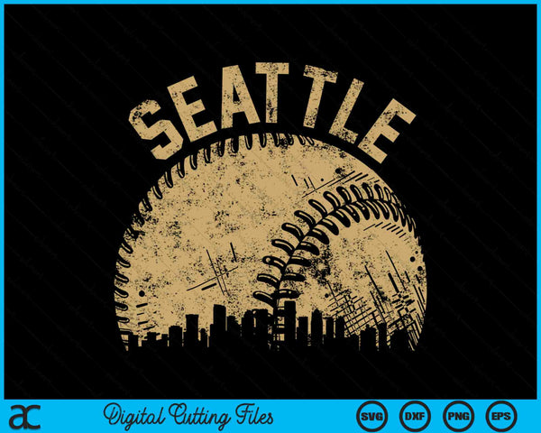 Seattle Baseball Skyline Player Coach Fan SVG PNG Digital Cutting Files