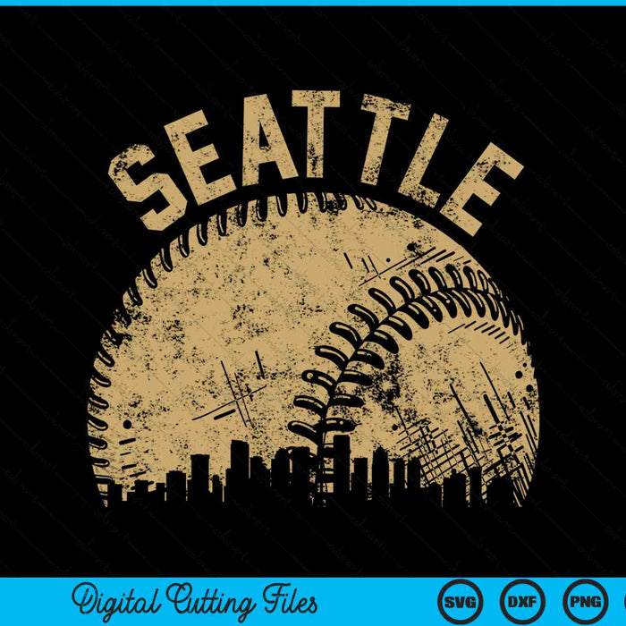 Seattle Baseball Skyline Player Coach Fan SVG PNG Digital Cutting Files