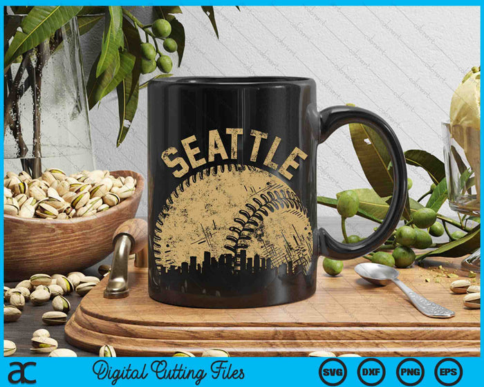 Seattle Baseball Skyline Player Coach Fan SVG PNG Digital Cutting Files