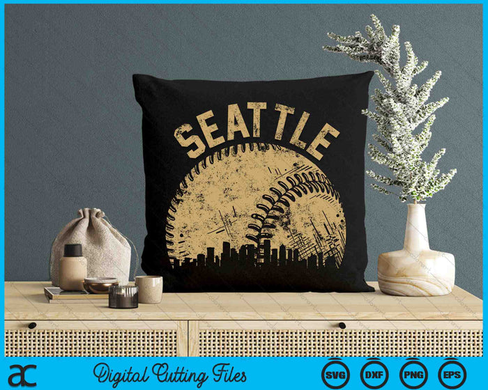 Seattle Baseball Skyline Player Coach Fan SVG PNG Digital Cutting Files