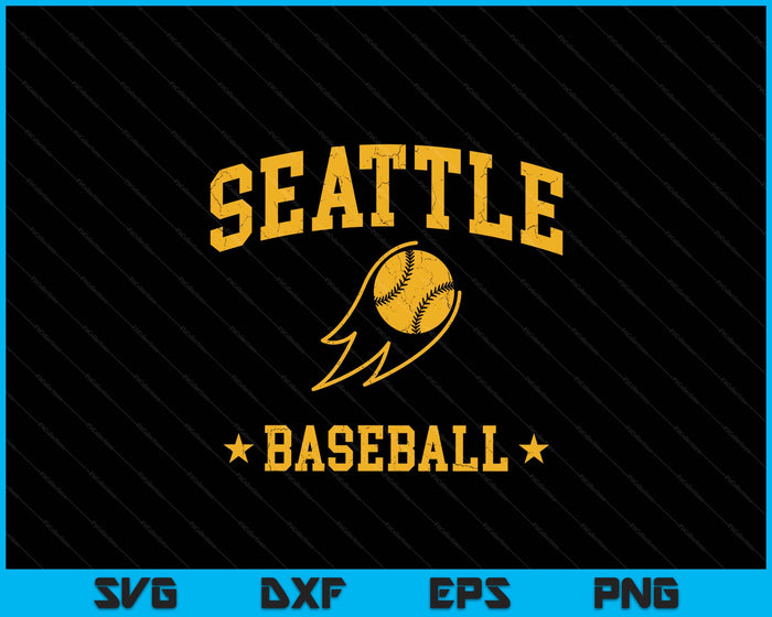 Seattle Baseball Vintage Gameday Retro Baseball Lover SVG PNG Digital Printable Files