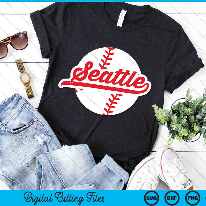 Seattle Baseball Vintage Seattle State Pride Love City Red SVG PNG digitale snijbestanden