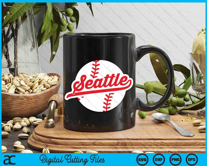 Seattle Baseball Vintage Seattle State Pride Love City Red SVG PNG digitale snijbestanden