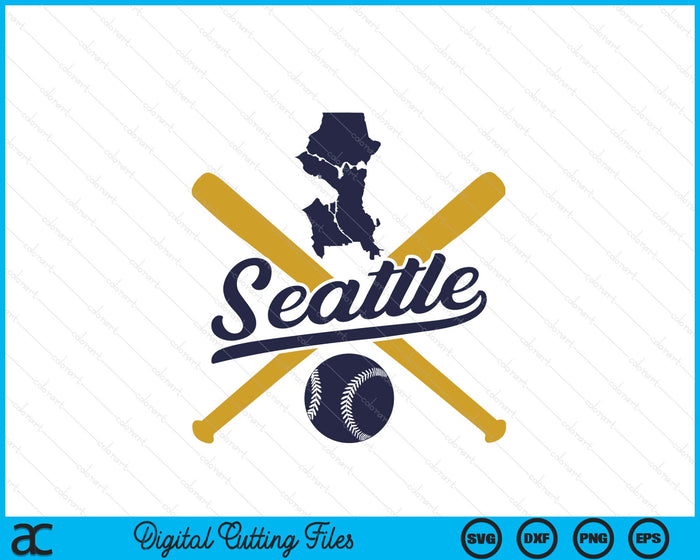 Seattle Baseball Vintage Wisconsin Pride Love City SVG PNG Digital Cutting Files