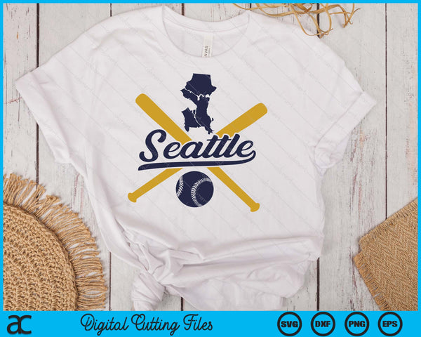 Seattle Baseball Vintage Wisconsin Pride Love City SVG PNG Digital Cutting Files