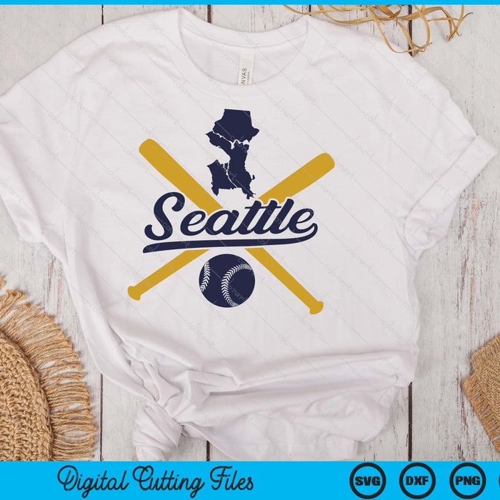 Seattle Baseball Vintage Wisconsin Pride Love City SVG PNG Digital Cutting Files