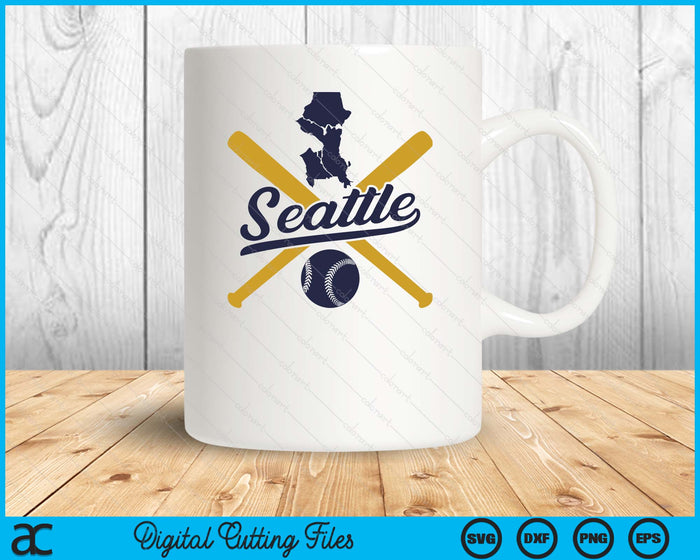 Seattle Baseball Vintage Wisconsin Pride Love City SVG PNG Digital Cutting Files