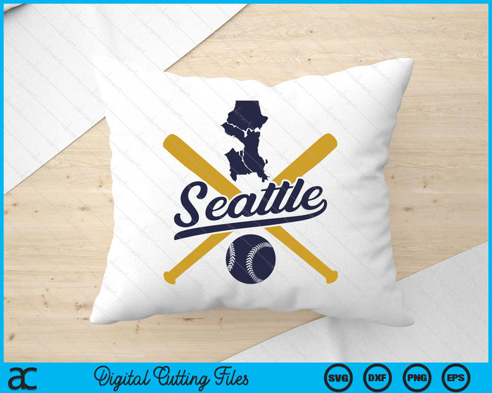 Seattle Baseball Vintage Wisconsin Pride Love City SVG PNG Digital Cutting Files