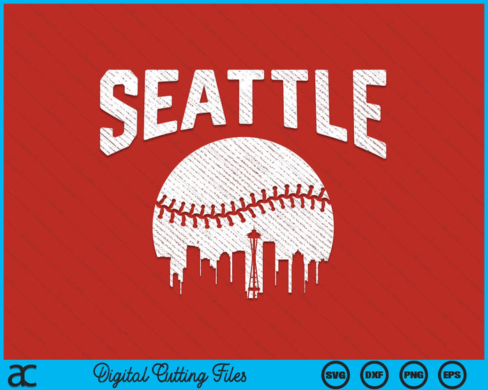 Seattle City California Baseball Skyline Vintage Souvenir SVG PNG Digital Printable Files