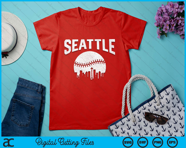 Seattle City California Baseball Skyline Vintage Souvenir SVG PNG Digital Printable Files
