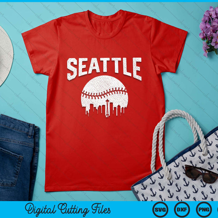 Seattle City California Baseball Skyline Vintage Souvenir SVG PNG Digital Printable Files
