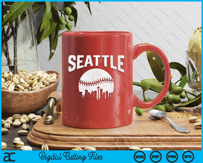 Seattle City California Baseball Skyline Vintage Souvenir SVG PNG Digital Printable Files