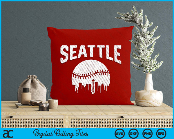 Seattle City California Baseball Skyline Vintage Souvenir SVG PNG Digital Printable Files
