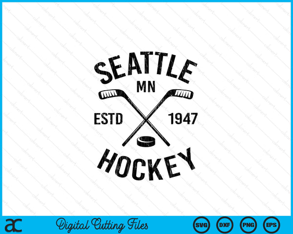 Seattle Minnesota Ice Hockey Sticks Vintage Gift SVG PNG Digital Cutting Files