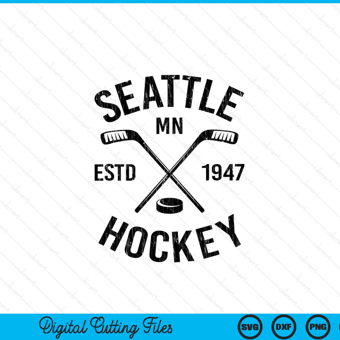 Seattle Minnesota Ice Hockey Sticks Vintage Gift SVG PNG Digital Cutting Files