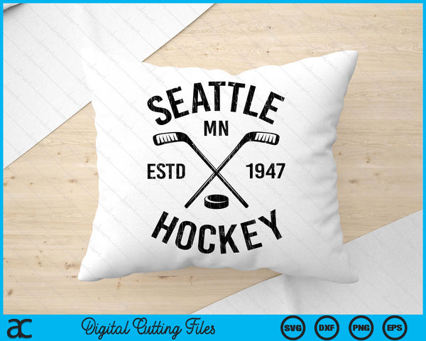 Seattle Minnesota Ice Hockey Sticks Vintage Gift SVG PNG Digital Cutting Files