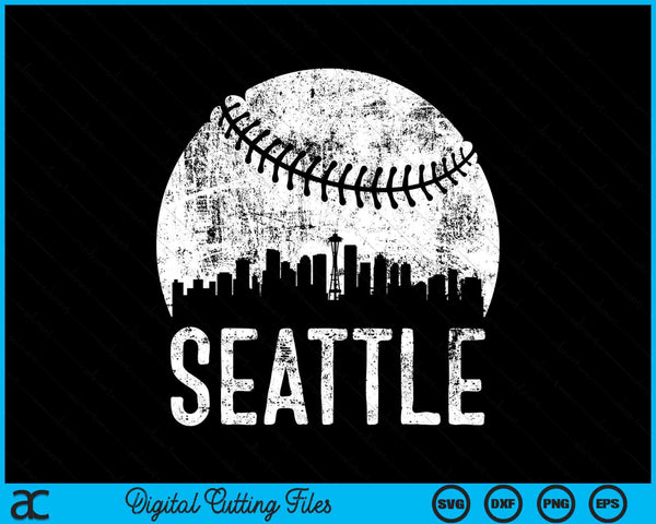 Seattle Skyline Vintage Seattle Baseball SVG PNG Digital Cutting Files