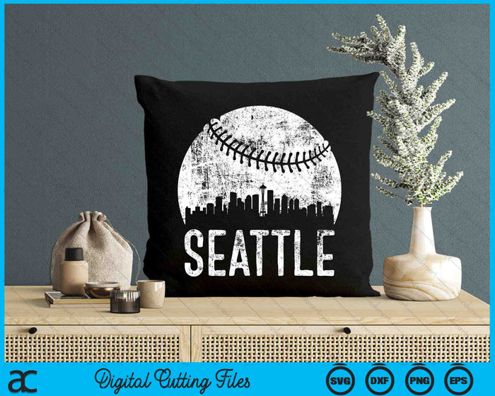 Seattle Skyline Vintage Seattle Baseball SVG PNG Digital Cutting Files