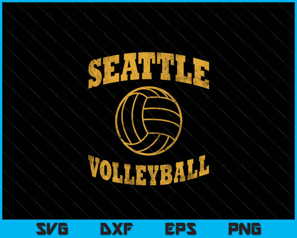 Seattle Volleyball Classic Vintage Distressed SVG PNG Digital Cutting Files