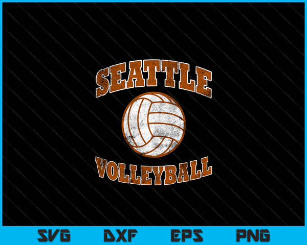 Seattle Volleyball Vintage Distressed SVG PNG Digital Cutting Files
