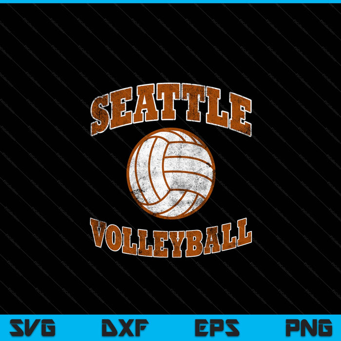 Seattle volleyball vintage distressed SVG PNG cut file for Cricut