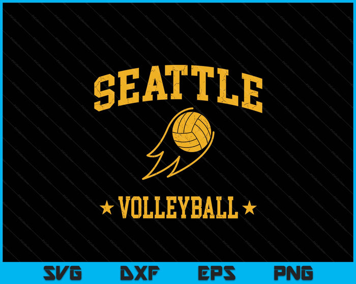 Seattle Volleyball Vintage Gameday Retro Volleyball Lover SVG PNG Digital Printable Files