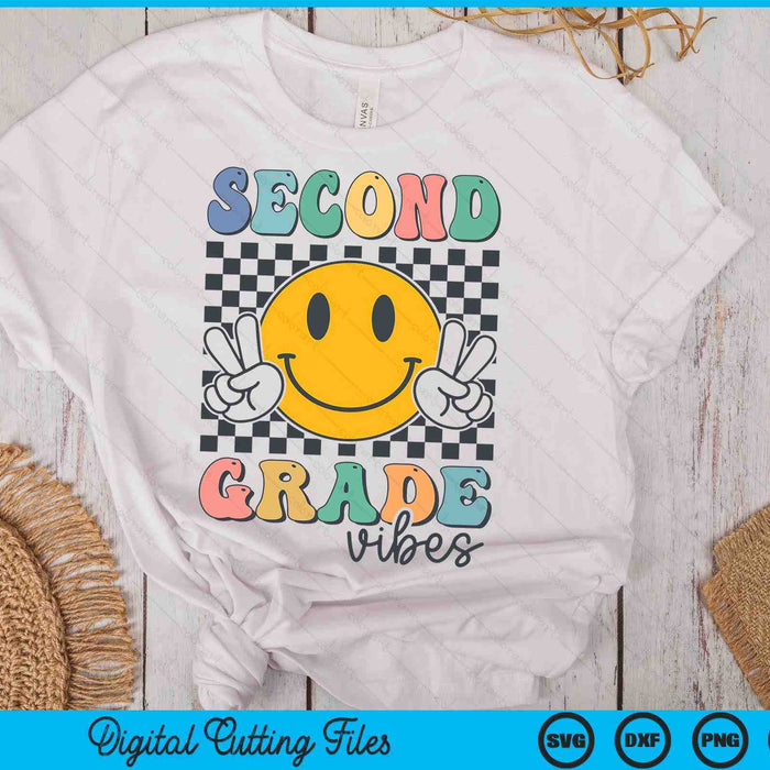 Second Grade Vibes Retro Smile Back To School 2nd Grade SVG PNG Digital Cutting Files