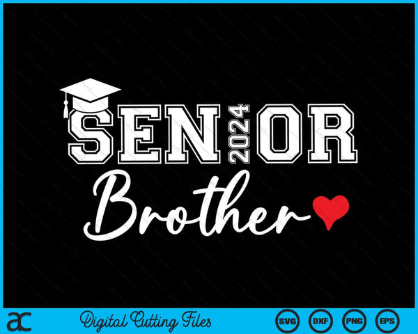 Senior 2024 Hermano Graduado Lindo Corazón Clase de 2024 SVG PNG Archivos de corte digital