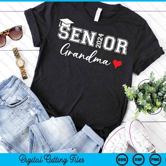 Senior 2024 Grandma Graduate Cute Heart Class of 2024 SVG PNG Digital Cutting Files