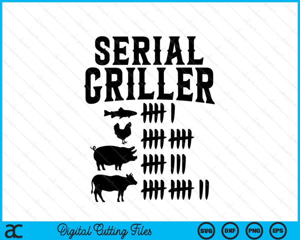 Serial griller meat BBQ tally mark SVG cut file