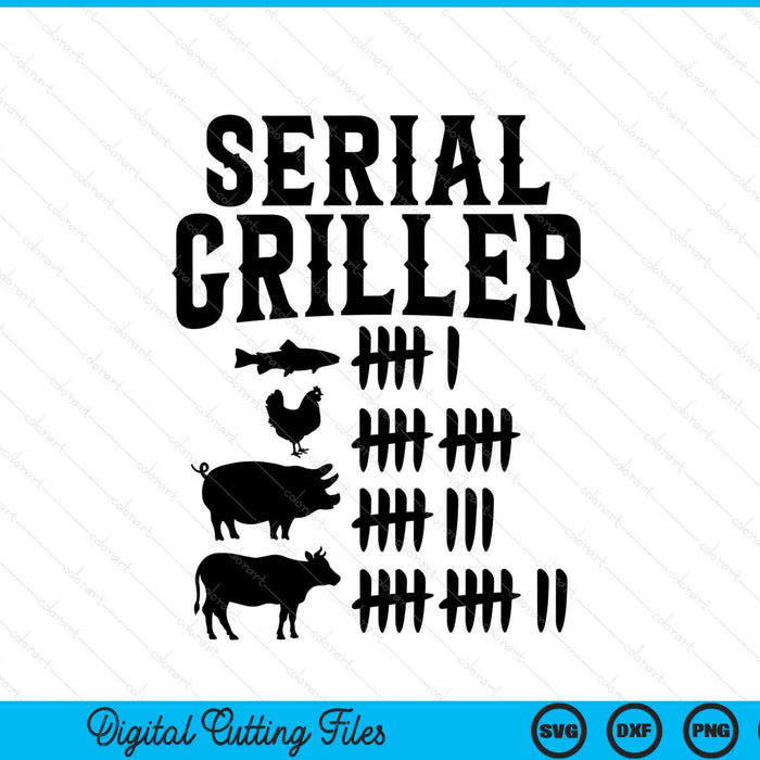 Serial griller meat BBQ tally mark SVG cut file