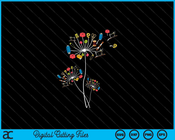 Coser flores de diente de León acolchado SVG PNG archivos de corte digital