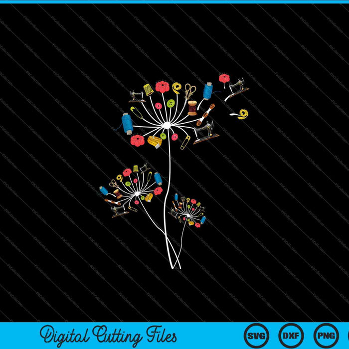 Coser flores de diente de León acolchado SVG PNG archivos de corte digital