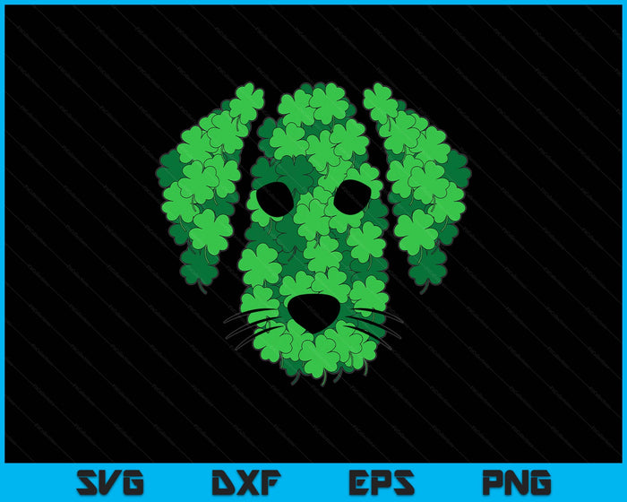 Shamrock Dog Face St Patricks Day Cute Puppy Doggie Clover SVG PNG Digital Printable Files