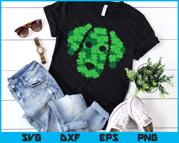 Shamrock Dog Face St Patricks Day Cute Puppy Doggie Clover SVG PNG Digital Printable Files