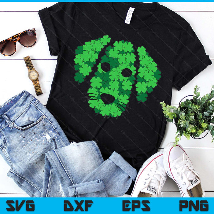 Shamrock Dog Face St Patricks Day Cute Puppy Doggie Clover SVG PNG Digital Printable Files