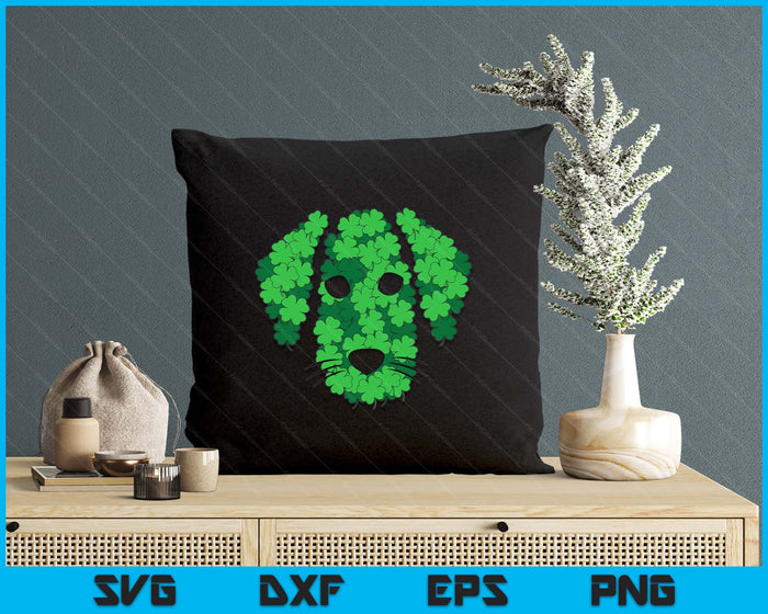 Shamrock Dog Face St Patricks Day Cute Puppy Doggie Clover SVG PNG Digital Printable Files