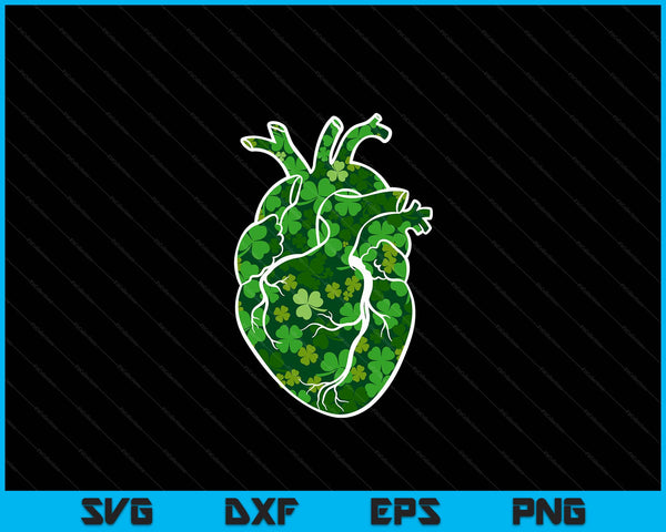 Shamrock Heart Cardiac Nurse St Patricks Day Anatomy SVG PNG Digital Cutting Files