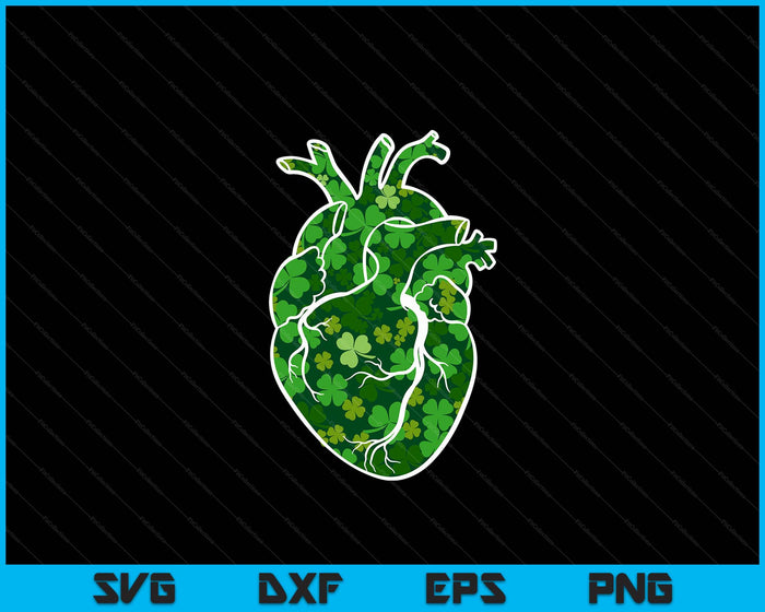 Shamrock hart hartverpleegkundige St Patricks Day anatomie SVG PNG digitale snijbestanden
