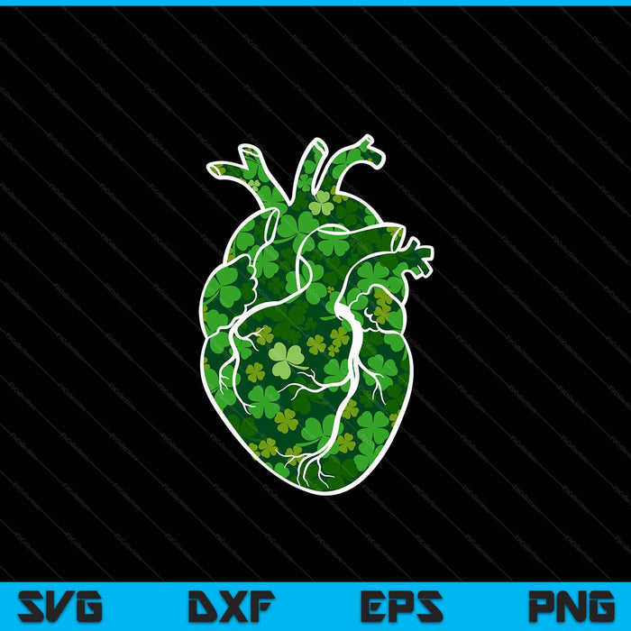 Shamrock heart cardiac nurse St Patricks Day anatomy SVG cut file