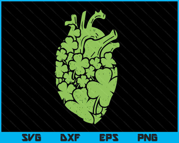 Shamrock heart cardiac nurse St Patricks Day anatomy SVG cut file