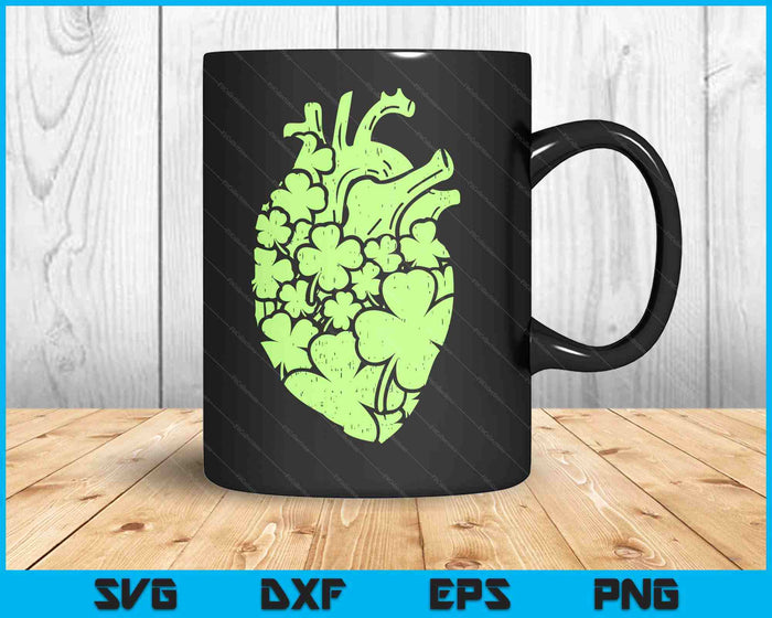 Shamrock Heart Cardiac Nurse St Patricks Day Anatomy SVG PNG Digital Printable Files