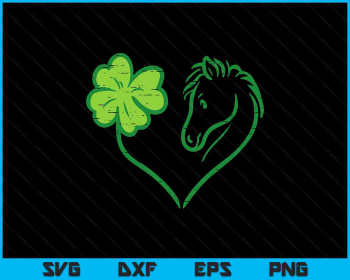 Shamrock Heart Horse Clover St Patricks Day Women Girls Gift SVG PNG Digital Printable Files