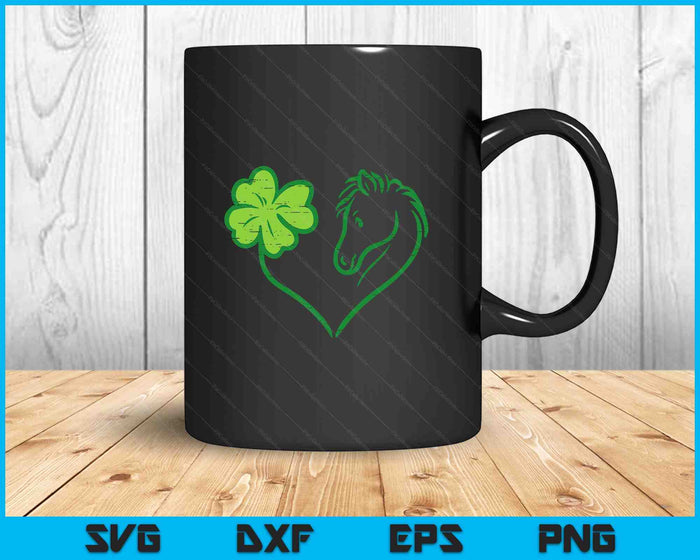 Shamrock Heart Horse Clover St Patricks Day Women Girls Gift SVG PNG Digital Printable Files