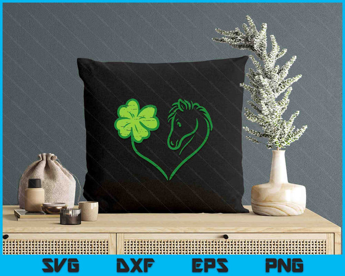 Shamrock Heart Horse Clover St Patricks Day Women Girls Gift SVG PNG Digital Printable Files