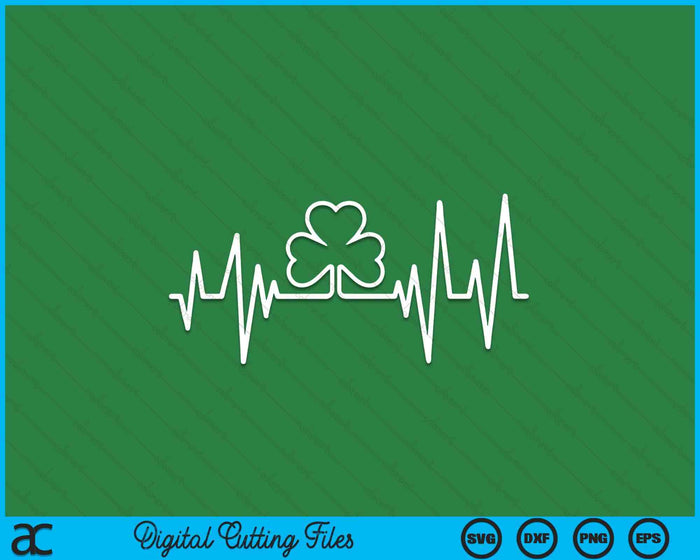 Shamrock Heartbeat St Patricks SVG PNG Digital Printable Files